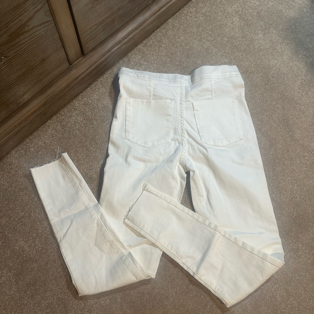 FREE PEOPLE Women’s White Frayed Skinny leg Pull-on Jeans size 26 - Picture 8 of 14